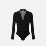Viscose yarn bodysuit with jewel chain