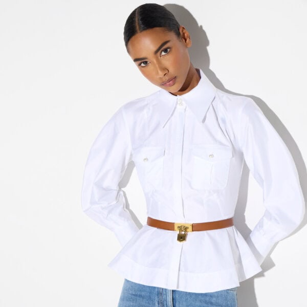Cotton poplin shirt with flounce
