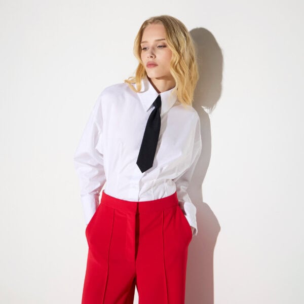 Poplin shirt with bow tie