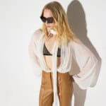 Bodysuit in crepon fabric with sash