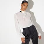 Bodysuit in georgette fabric with jewel collar