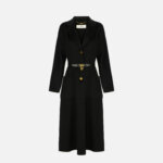 Coat in double cloth with belt