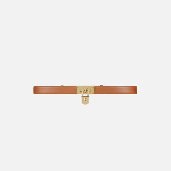 Leather belt with jewel padlock