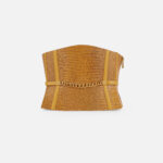 Bustier-style leather belt with lizard print