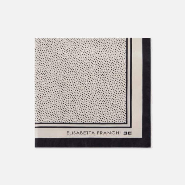 Silk foulard scarf with micro-polka dot print