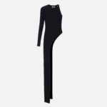 One-shoulder top in shiny jersey fabric