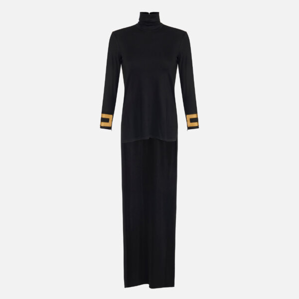 Long-sleeved top in shiny jersey fabric