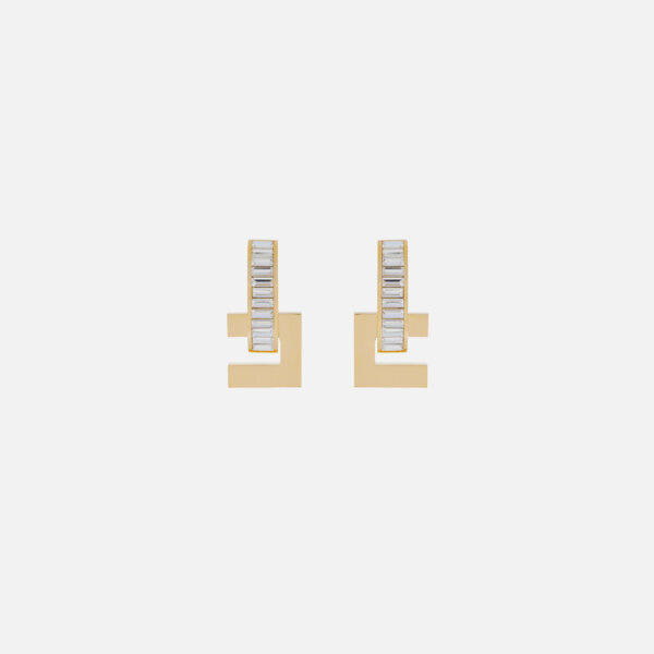 Rhinestone earrings with logo