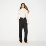 Trousers in gabardine fabric