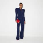 Trousers in lightweight crêpe fabric with belt