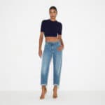 Boyfriend jeans with jewelled padlock