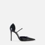 D’Orsay leather pumps with python print