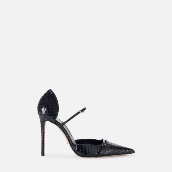 D’Orsay leather pumps with python print