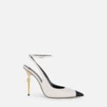 Slingback Falcon in nappa e gros-grain