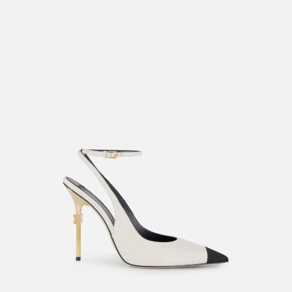 Slingback Falcon in nappa e gros-grain