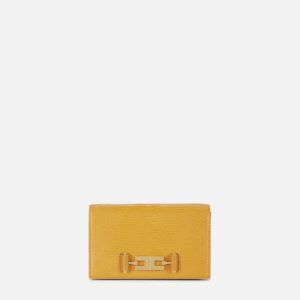Shoulder bag with lizard-print flap and chain