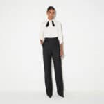 Blouse in georgette fabric with bow-tie