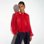 Blouse in crepon fabric with jewel collar