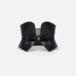 Bustier-style leather belt with fish scale pattern
