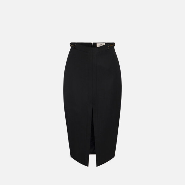 Skirt in gabardine fabric with jewel horsebits