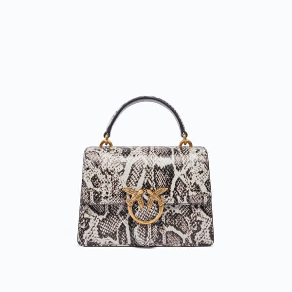 Love one top handle mini light python print leather
