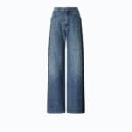 Wanda wide leg soft blue denim + banda pizzo