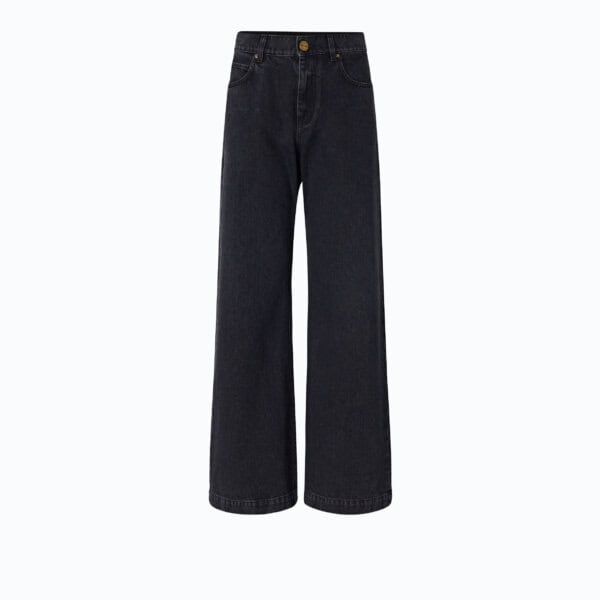 Wanda waist down wide leg washed black denim
