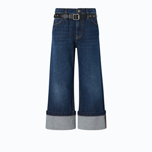 Cyntia turn up cropped blue denim medium wash