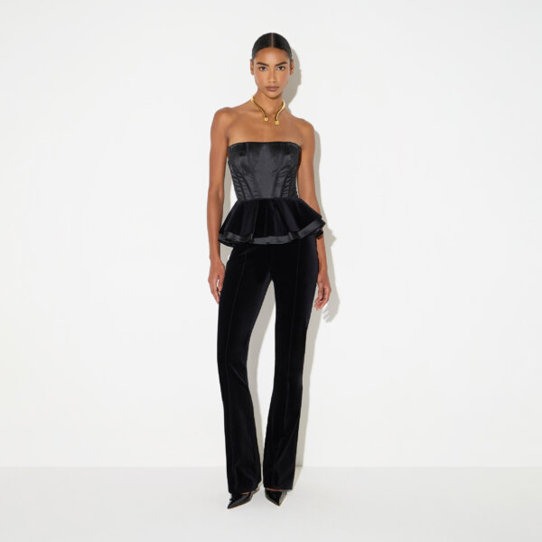 Gazar and velvet jumpsuit